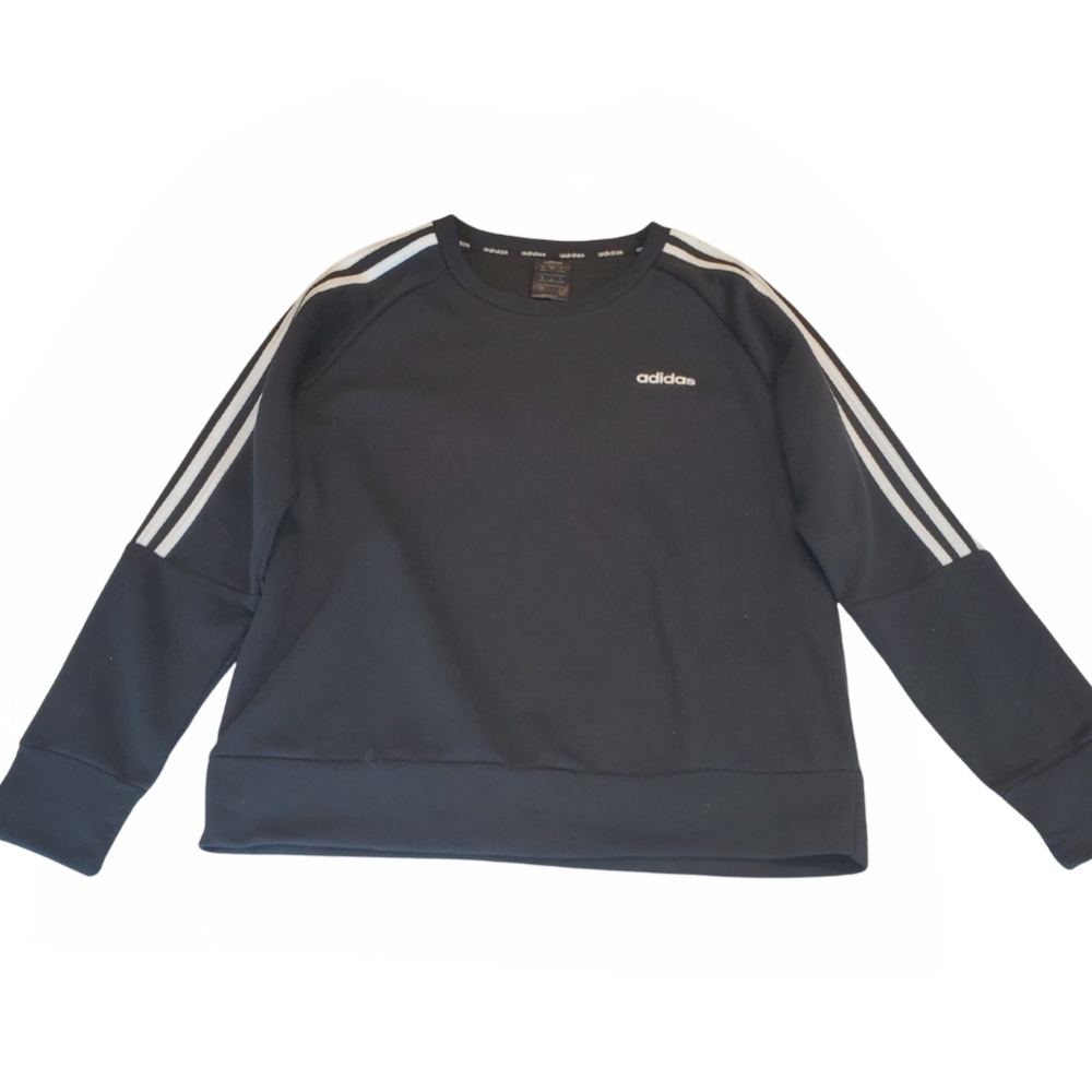 Adidas Black Crewneck Sweater with Signature Stripes #008